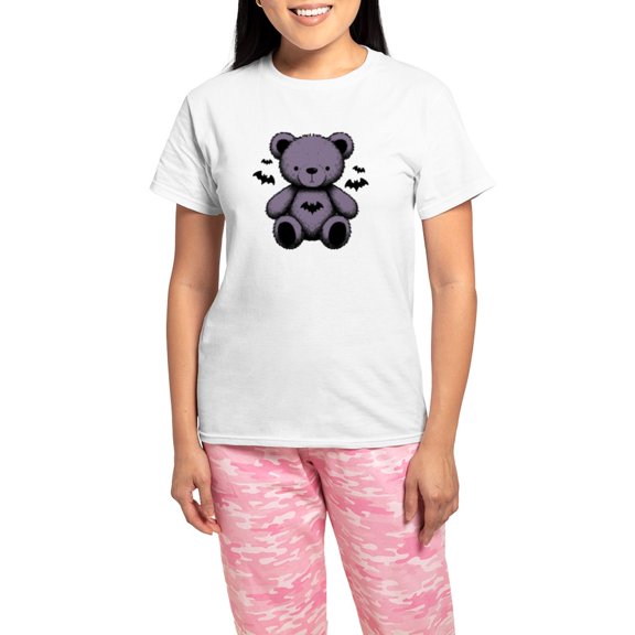 CafePress - Batty Bear Purple Pajamas - Women's Short Sleeve Print T-Shirt and Pants Light Cotton Pajama Set