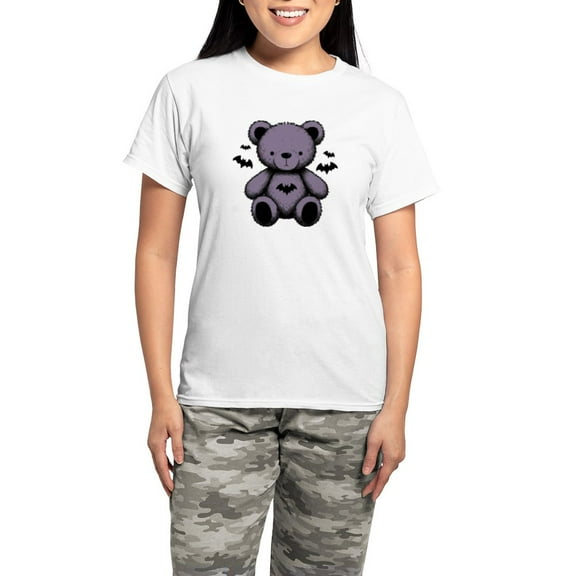 CafePress - Batty Bear Purple Pajamas - Women's Short Sleeve Print T-Shirt and Pants Light Cotton Pajama Set