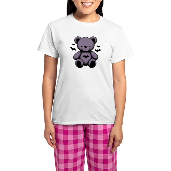 CafePress - Batty Bear Purple Pajamas - Women's Short Sleeve Print T-Shirt and Pants Light Cotton Pajama Set