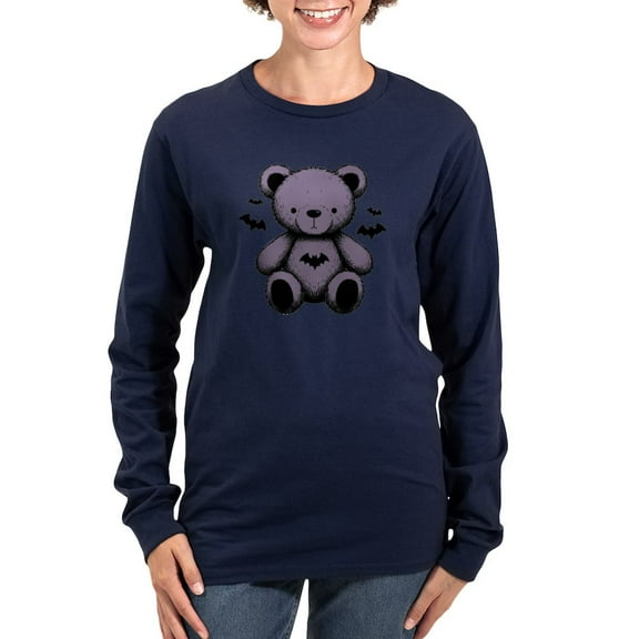 CafePress - Batty Bear Purple Women's Long Sleeve T Shirt - Women's Long Sleeve Graphic Tee Casual Fit