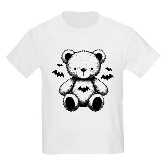 CafePress - Batty Bear White Kids T Shirt - Light Classic Kids Graphic, Short Sleeve T-Shirt, Sizes XS-XL