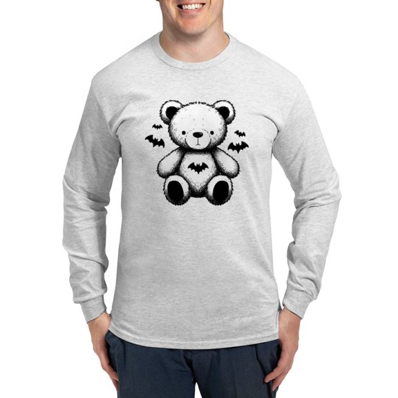 CafePress - Batty Bear White Men's Long Sleeve T Shirt - Unisex Cotton Long Sleeve T-Shirt