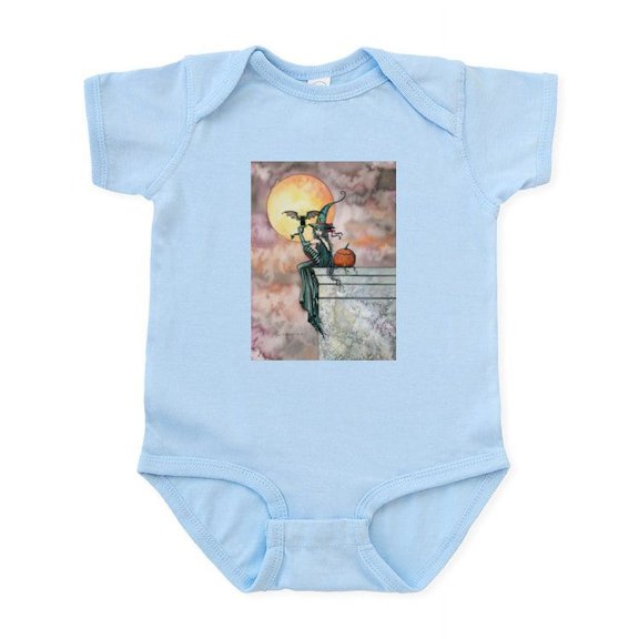 CafePress - Batty Cat Halloween Witch Art Infant Bodysuit - Baby Light Bodysuit, Size Newborn - 24 Months