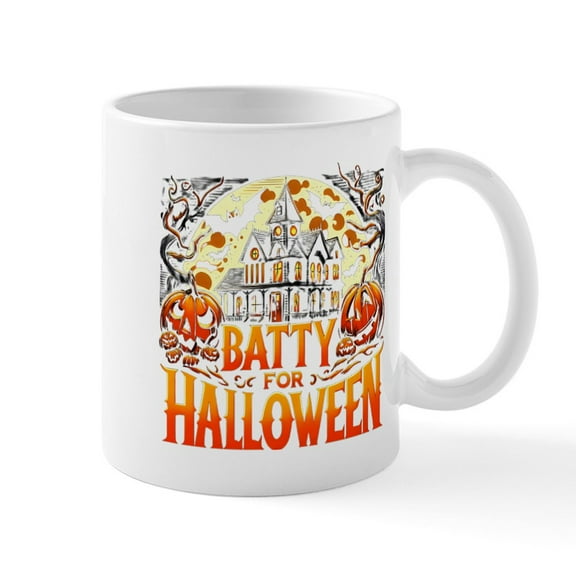 CafePress - Batty For Halloween - 11 oz Ceramic Mug - Novelty Coffee Tea Cup
