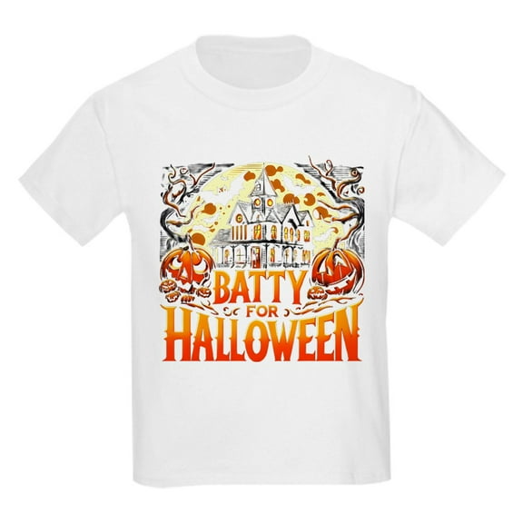 CafePress - Batty For Halloween Kids T Shirt - Light Classic Kids Graphic, Short Sleeve T-Shirt, Sizes XS-XL