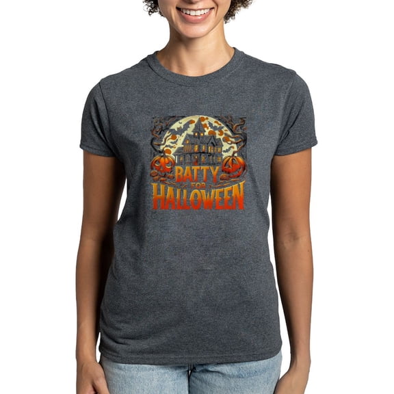 CafePress - Batty For Halloween Women's Value T Shirt - Women's Traditional Fit Dark T-Shirt