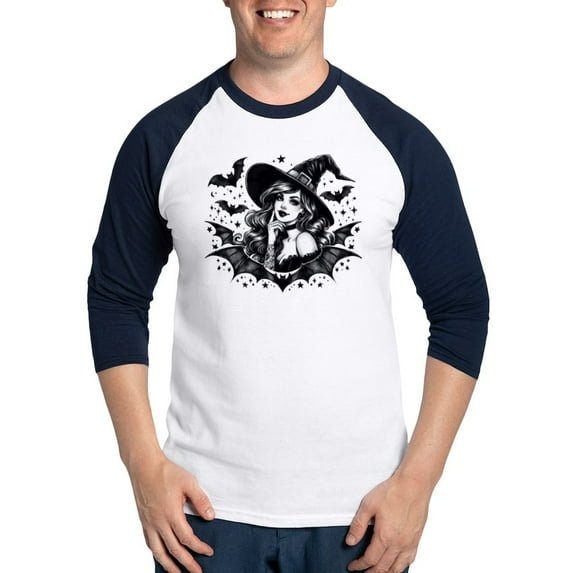 CafePress - Batty Witch Baseball Jersey - Cotton Baseball Jersey, 3/4 Raglan Sleeve Shirt