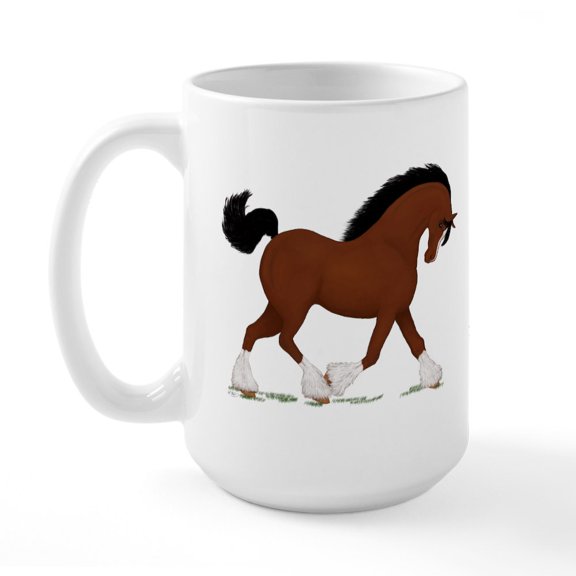 CafePress - Bay Clydesdale Horse Large Mug - 15 oz Ceramic Large White Novelty Mug