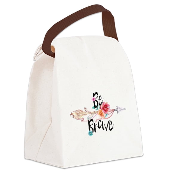 CafePress - Be Brave Floral Arrow - Canvas Lunch Bag with Strap Handle