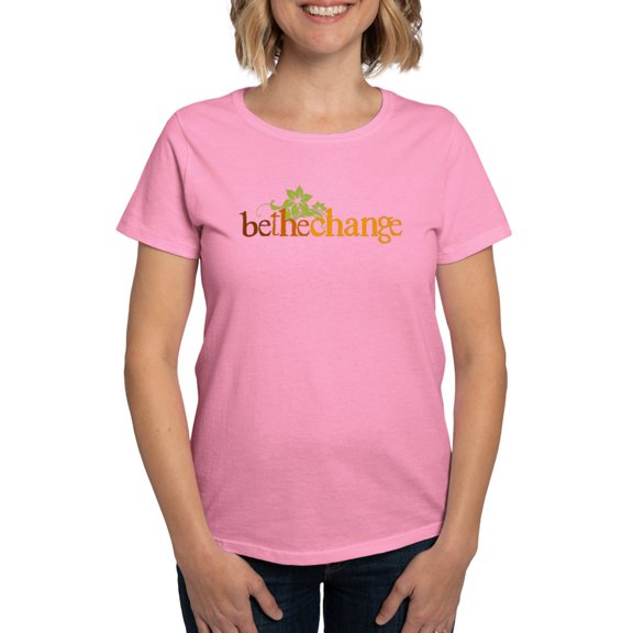 CafePress - Be The Change Earthy Floral T Shirt - Women's Traditional Fit Dark T-Shirt