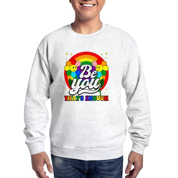 CafePress - Be You Pride Lgbtq Gay Lgbt Ally Rainbow Retro Vi - Crew Neck Sweatshirt