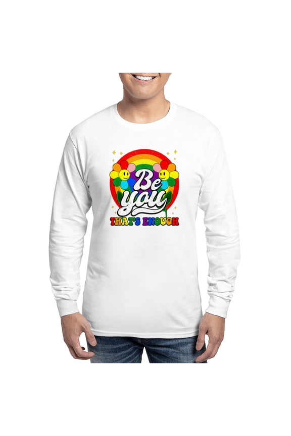 - Be You Pride Lgbtq Gay Lgbt Ally Rainbow Retro Vi Men's Long Sleeve T Shirt - Unisex Cotton Long Sleeve T-Shirt