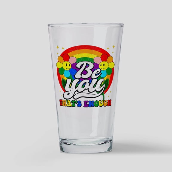 CafePress - Be You Pride Lgbtq Gay Lgbt Ally Rainbow Retro Vi - Pint Glass, Drinking Glass, 16 oz. CafePress