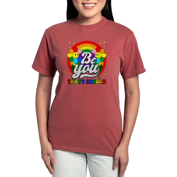 CafePress - Be You Pride Lgbtq Gay Lgbt Ally Rainbow Retro Vi Women's Comfort Colors® T Shirt - Womens Comfort Colors® Shirt