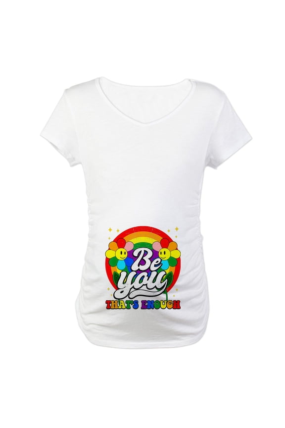 - Be You Pride Lgbtq Gay Lgbt Ally Rainbow Retro Vi Women's Maternity T Shirt - Cotton Maternity T-shirt, Cute & Funny Pregnancy Tee