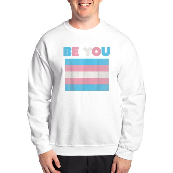 CafePress - Be You Transgender Flag LGBTQ Pride Month Vintage - Crew Neck Sweatshirt