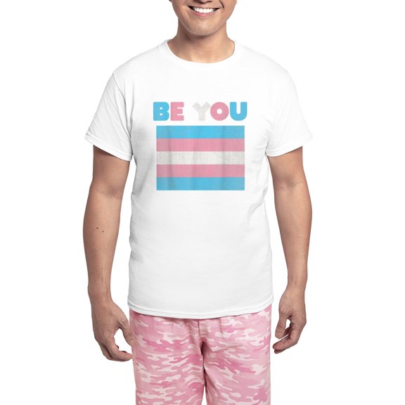 CafePress - Be You Transgender Flag LGBTQ Pride Month Vintage - Men's Light Loose Fit Cotton Pajama Set
