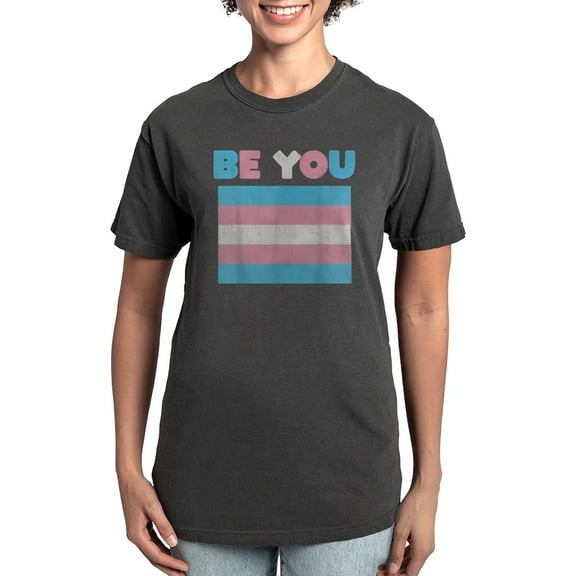 CafePress - Be You Transgender Flag LGBTQ Pride Month Vintage Women's Comfort Colors® T Shirt - Womens Comfort Colors® Shirt
