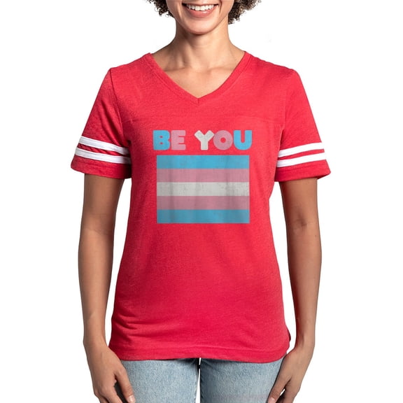 CafePress - Be You Transgender Flag LGBTQ Pride Month Vintage Women's Football T Shirt - Womens Football Shirt