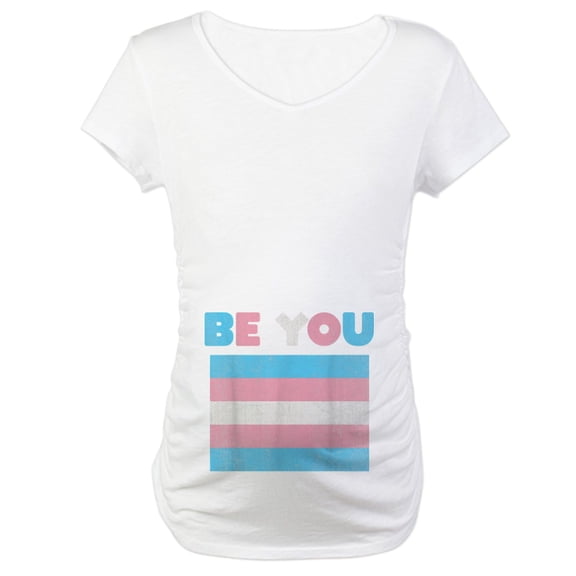 CafePress - Be You Transgender Flag LGBTQ Pride Month Vintage Women's Maternity T Shirt - Cotton Maternity T-shirt, Cute & Funny Pregnancy Tee