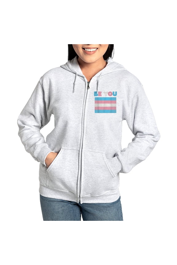 - Be You Transgender Flag LGBTQ Pride Month Vintage Women's Zip Up Hoodie - Women's Zip Hoodie