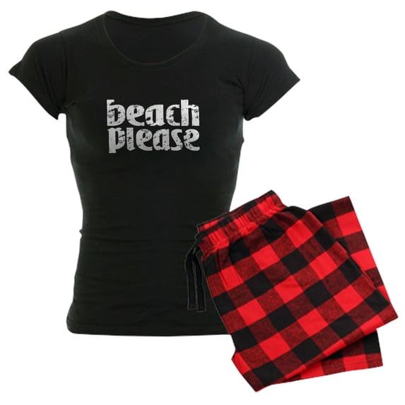 CafePress - Beach Please Pajamas - Women's Short Sleeve Print T-Shirt and Pants Dark Cotton Pajama Set