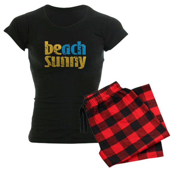 CafePress - Beach Sunny Pajamas - Women's Short Sleeve Print T-Shirt and Pants Dark Cotton Pajama Set