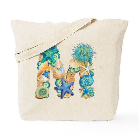 CafePress - Beach Theme Initial M Tote Bag - Unisex Canvas Tote Bag, Beige, 1-Piece