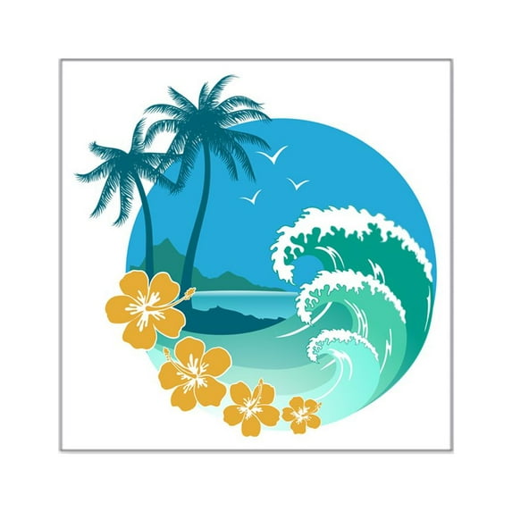CafePress - Beach1 Square Sticker 3 X 3 - Square Sticker 3" x 3"