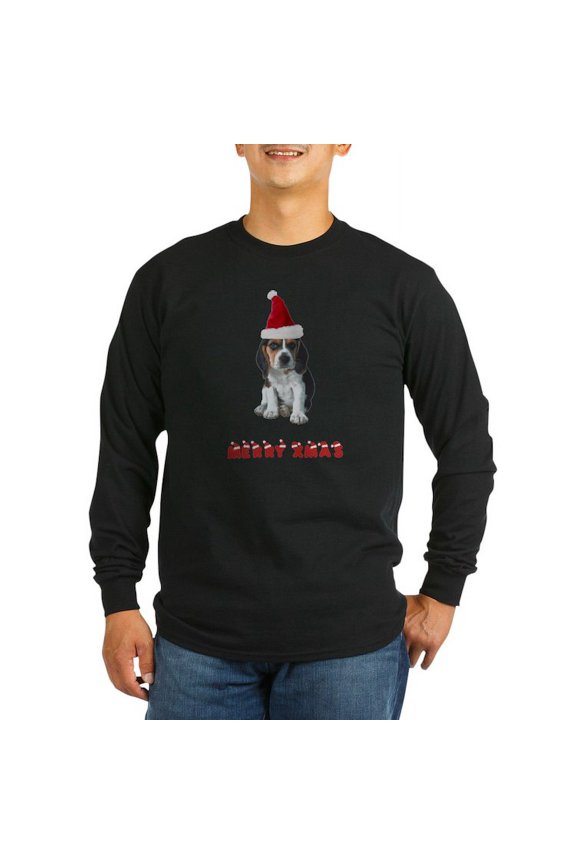 - Beagle Christmas Long Sleeve Dark T Shirt - Long Sleeve Dark T-Shirt