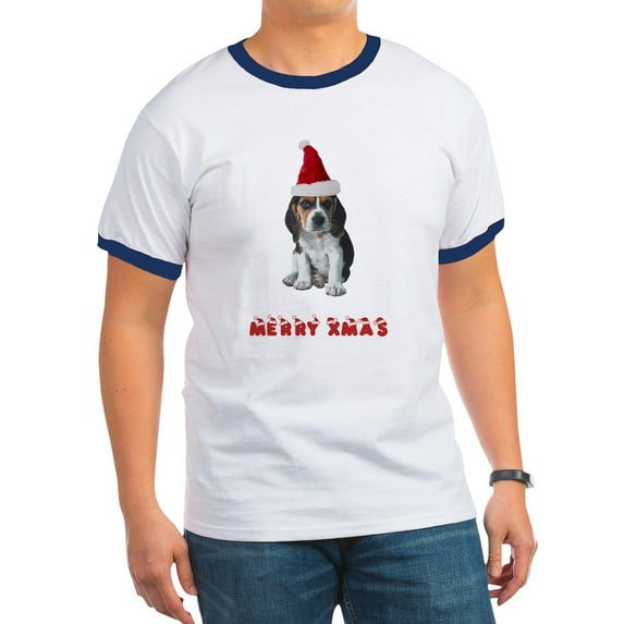 CafePress - Beagle Christmas Ringer T - 100% Cotton Ringed T-Shirt