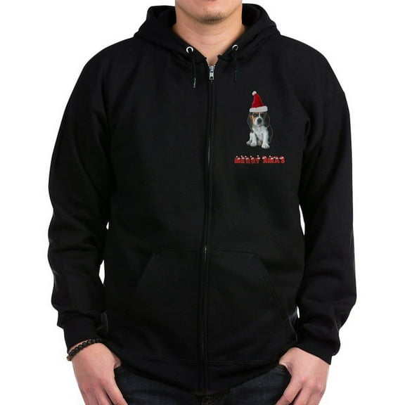CafePress - Beagle Christmas Zip Hoodie (Dark) - Zip Hoodie, Classic Hooded Sweatshirt with Metal Zipper