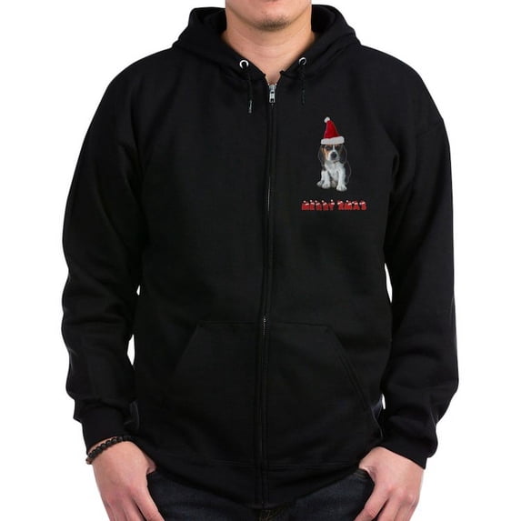 CafePress - Beagle Christmas Zip Hoodie (Dark) - Zip Hoodie, Classic Hooded Sweatshirt with Metal Zipper
