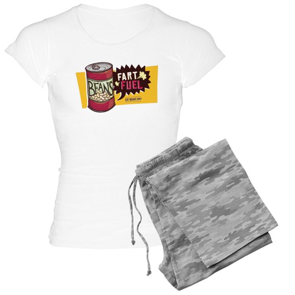 CafePress - Beans Fart Fuel Pajamas - Women's Short Sleeve Print T-Shirt and Pants Light Cotton Pajama Set