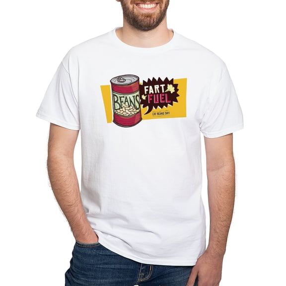 CafePress - Beans Fart Fuel T Shirt - Men's White Classic Cotton T-Shirts