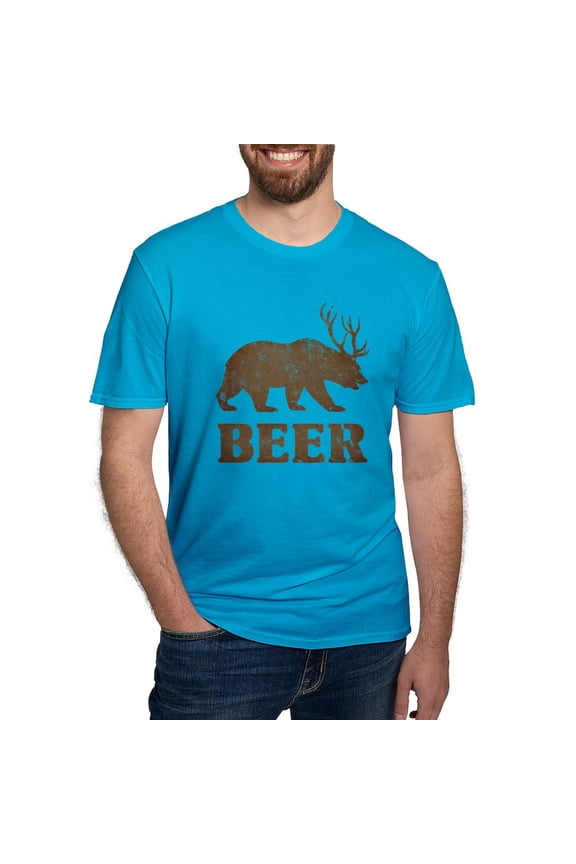 - Bear+Deer=Beer Vintage Men's Fitted T Shirt (Dark) - Men's Fitted T-Shirt