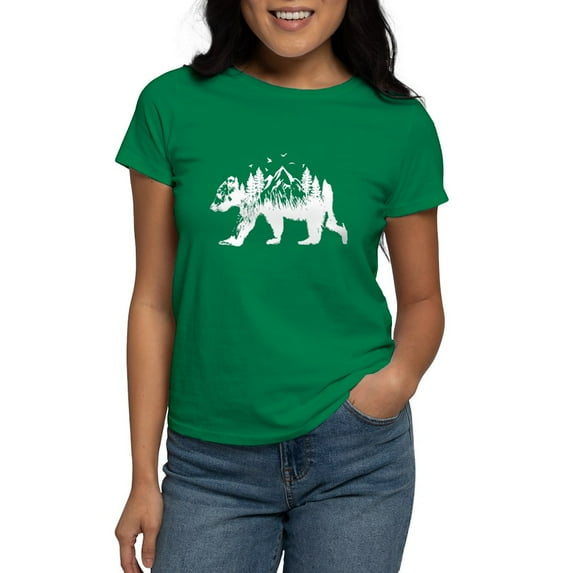 CafePress - Bear Woods T Shirt - Women's Traditional Fit Dark T-Shirt