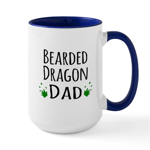 CafePress - Bearded Dragon Dad Mugs - 15 oz Ceramic Large White Novelty Mug