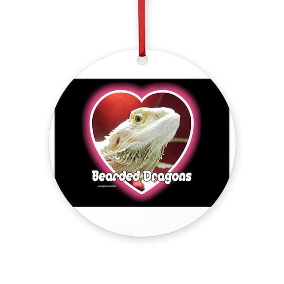 CafePress - Bearded Dragons Heart - Round Wood Ornament 4"