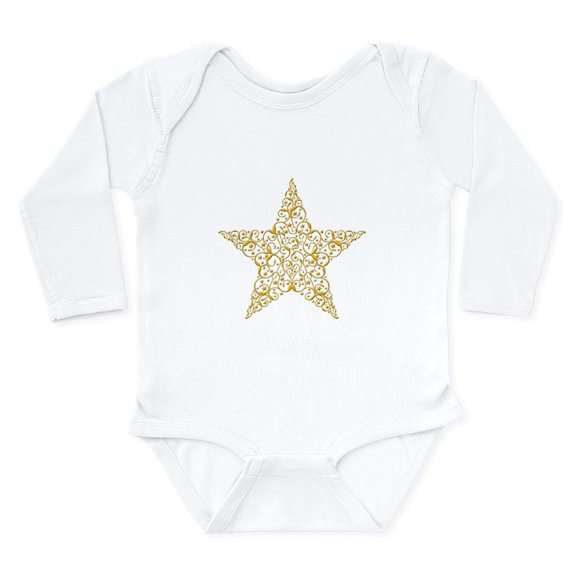 CafePress - Beautiful Gold Star Body Suit - Long Sleeve Cotton Baby Bodysuit