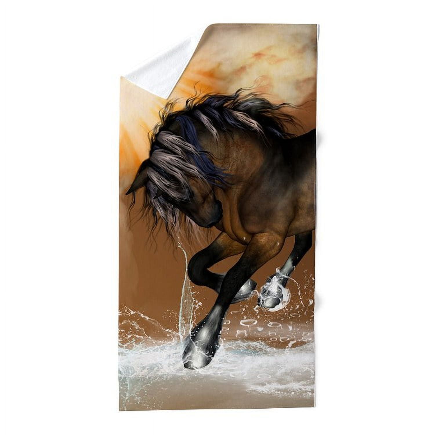 CafePress Hot Pink & White Horse Chevron Beach Towel - Large 30"x60" Absorbent & Soft