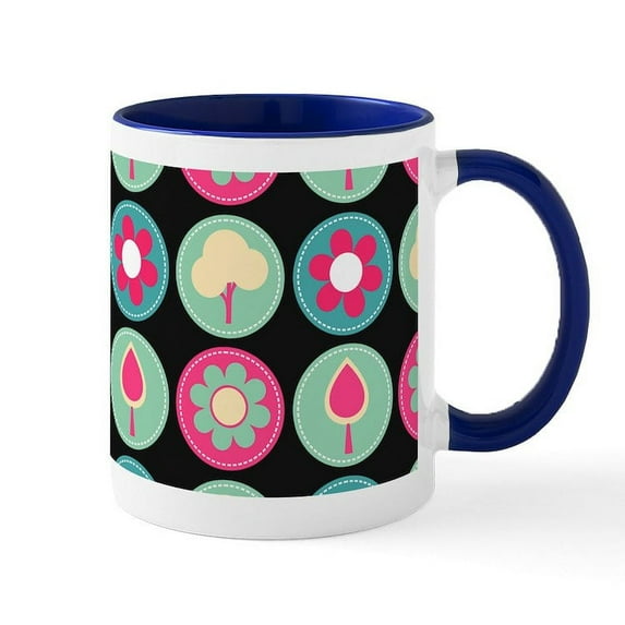 CafePress - Beautiful Trendy Girly Floral Pattern Mug - 11 oz Ceramic Mug - Novelty Coffee Tea Cup
