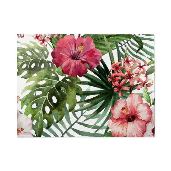 CafePress - Beautiful Tropical Pink Hibiscus Flowers Floral - Large Plush Fleece Throw Blanket, 80" L x 60" W