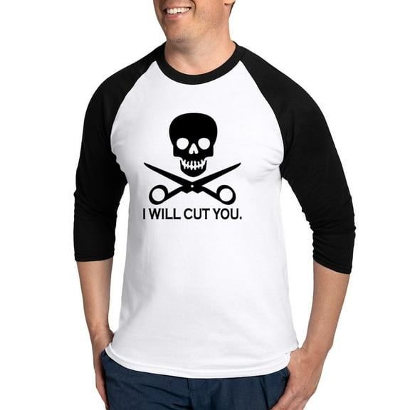 CafePress - Beauty Shop Pirate 1 Baseball Jersey - Cotton Baseball Jersey, 3/4 Raglan Sleeve Shirt