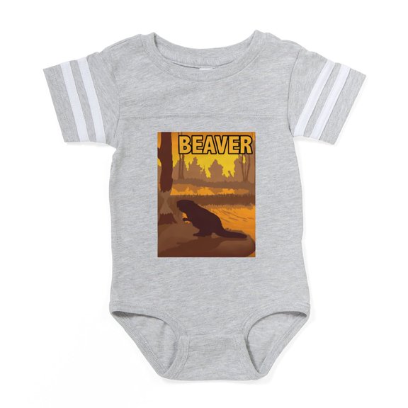 CafePress - Beaver CROP Text - Cute Infant Baby Football Bodysuit