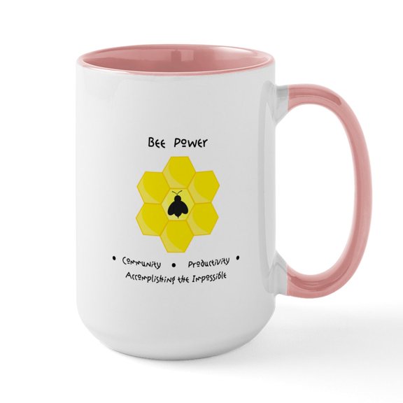 CafePress - Bee Community Power Animal Gifts Mugs - 15 oz Ceramic Large White Novelty Mug