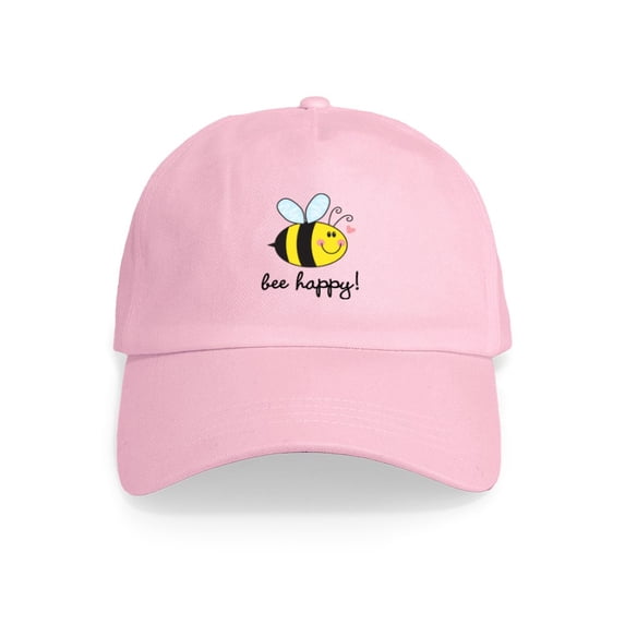 CafePress - Bee Happy Cap - Adjustable 100% Brushed Unisex Casual Cotton Baseball Cap, Beige, 1