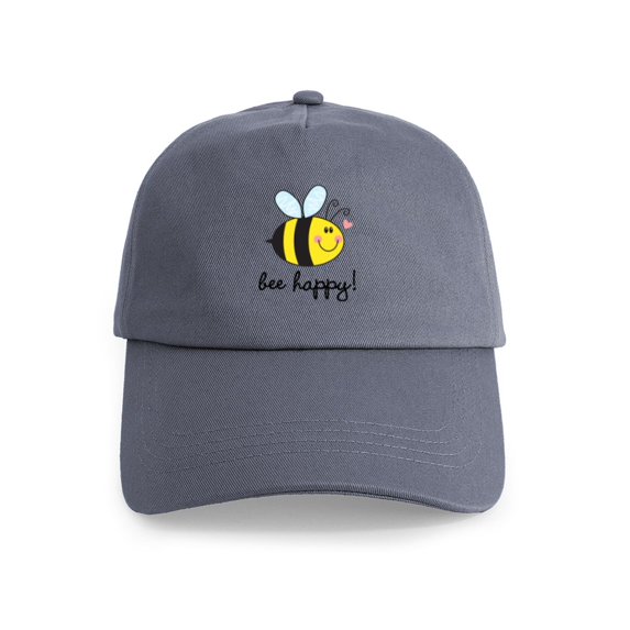 CafePress - Bee Happy Cap - Adjustable 100% Brushed Unisex Casual Cotton Baseball Cap, Beige, 1
