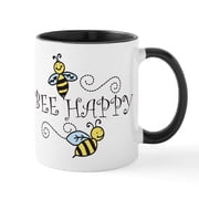 CafePress - Bee Happy Mug - 11 oz Ceramic Mug - Novelty Coffee Tea Cup