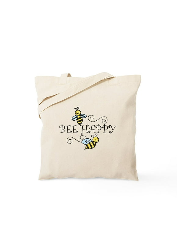 CafePress - Bee Happy Tote Bag - Natural Canvas Tote Bag, Cloth Shopping Bag